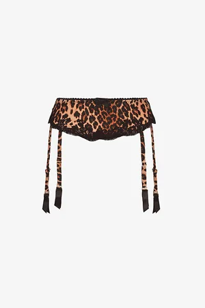 Agent Provocateur Womens Molly Leopard-Print High-Rise Stretch-Silk Suspenders