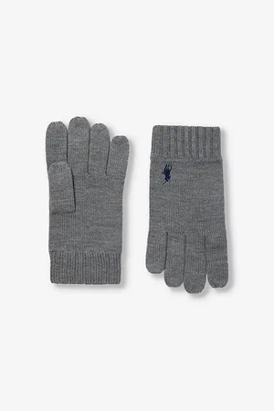Ralph Lauren Mens Brand-Embroidered Wool Gloves