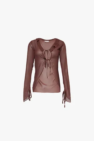 Gracejacob Womens Coco Semi-Sheer Chiffon Shirt
