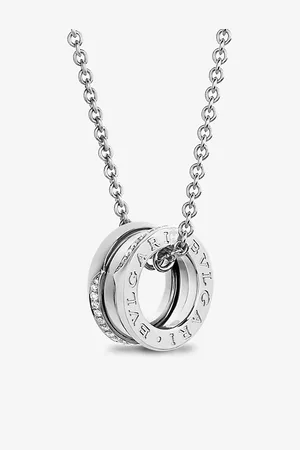 Bvlgari B.Zero1 18ct White-Gold and 0.14ct Brilliant-Cut Diamond Pendant Necklace