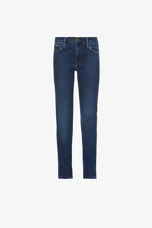 Frame Womens Le Garcon Straight-Leg Mid-Rise Cotton-Blend Denim Jeans