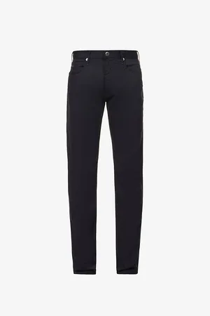 Emporio Armani Mens J06 Gab Straight-Leg Mid-Rise Stretch-Denim Jeans