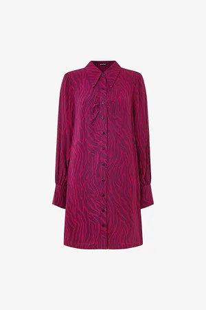 Whistles Womens Zebra-Print Collared Woven Mini Dress