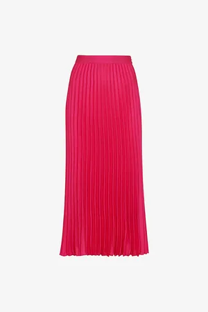 Whistles Womens Katie Pleated Stretch-Woven Midi Skirt