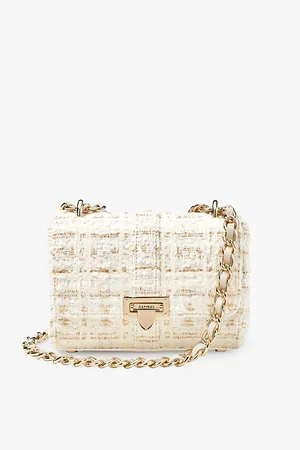 ASPINAL OF LONDON Womens Lottie Tweed and Leather Shoulder Bag