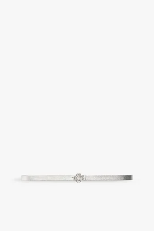 Maje Womens Clover-Buckle Metallic Leather Belt