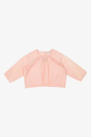 Caramel Krill Cropped Cotton-Blend Blouse 3-24 Months