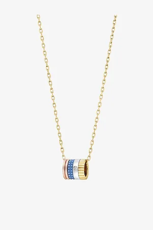 Boucheron Mens Quatre Edition 18ct Rose-Gold, Yellow-Gold, White-Gold, Ceramic and 0.01ct Diamond Pendant Necklace