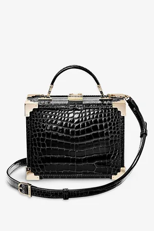 ASPINAL OF LONDON Womens Trunk Croc-Embossed Leather Clutch Bag