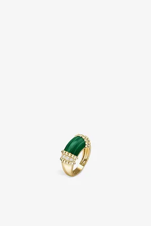 Van cleef Perlée Couleurs 18ct Yellow-Gold, 0.3ct Brilliant-Cut Diamond and 8.5ct Malachite Ring