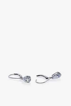 CARAT* London Womens Blythe Pear-Shaped 9ct White-Gold and 1.5ct Eq Cubic Zirconia Drop Earrings