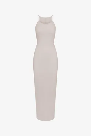 SKIMS Womens Cotton Rib Scoop-Neck Stretch-Cotton Maxi Dress