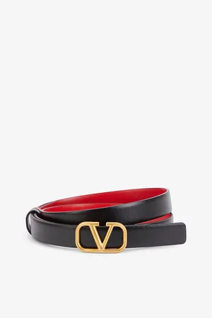VALENTINO GARAVANI Womens V-Logo Buckle Slim Reversible Leather Belt
