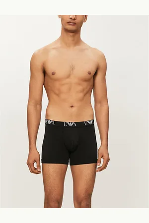 Emporio Armani Mens Pack Of Two Logo-Detail Regular-Fit Stretch-Cotton Boxers