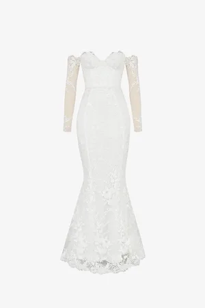 House Of Cb Womens Isabelle Floral-Lace Bridal Gown
