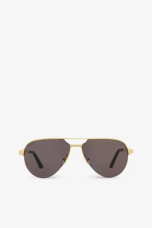Cartier Womens 6L001652 ct0386S Pilot-Frame Metal Sunglasses