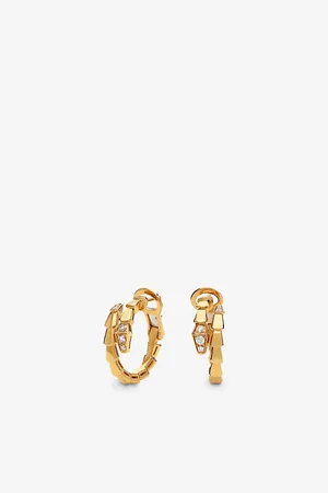 Bvlgari Serpenti Viper 18ct Yellow-Gold and 0.18ct Diamond Hoop Earrings