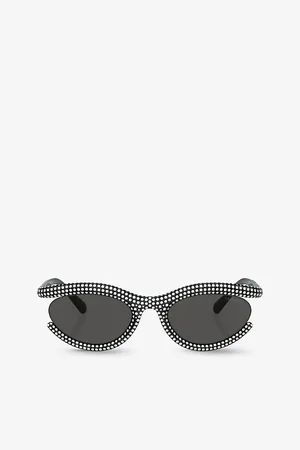 Swarovski Sk6006 Crystal-Embellished Oval-Frame Metal Sunglasses
