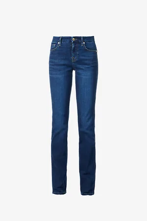 7 for all Mankind Womens Kimmie Straight-Leg Mid-Rise Stretch-Denim Jeans