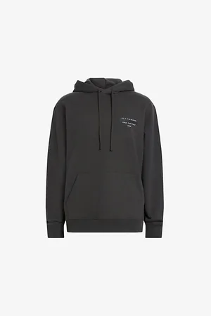 AllSaints Mens Redact Logo-Embroidered Organic Cotton-Jersey Hoody