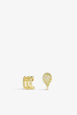 Boucheron Serpent Bohème 18ct Yellow- and 0.13ct Diamond Asymmetrical Clip Earrings