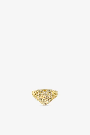 YVONNE LÉON Chevaliere Coeur 9ct Yellow-Gold and 0.72ct Round-Brilliant Diamond Ring