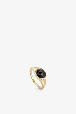 ASTLEY CLARKE Womens Luna 18ct Yellow Gold-Plated Vermeil Sterling-Silver and Onyx Signet Ring
