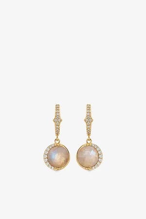 ASTLEY CLARKE Womens Luna 18ct Yellow Gold-Plated Vermeil Sterling-Silver and Moonstone Drop Earrings