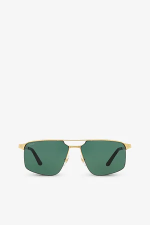Cartier Womens 6L001639 ct0385S Pilot-Frame Metal Sunglasses