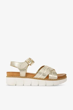 Kurt Geiger Womens Ruella Cross-Strap Flat Leather Sandals