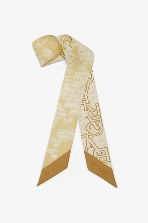 Bvlgari Womens Logo Bouquet Graphic-Print Silk-Twill Scarf