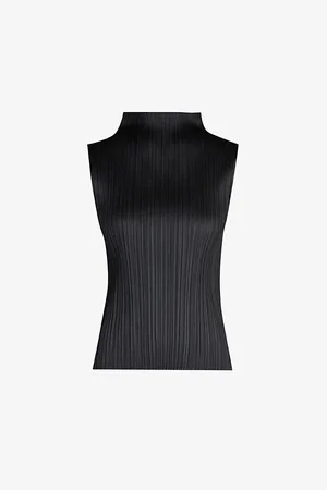 PLEATS PLEASE ISSEY MIYAKE Womens Basic High-Neck Sleeveless Pleated Crepe Top