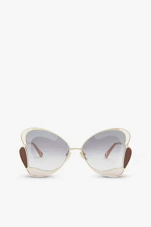 Chloé Womens Ch0048S Gemma Metal and Acetate Butterfly-Frame Sunglasses