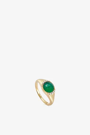 ASTLEY CLARKE Womens Luna 18ct Yellow Gold-Plated Vermeil Sterling-Silver and Chalcedony Signet Ring