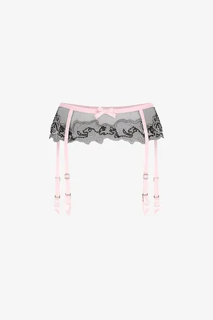 Agent Provocateur Womens Lindie Floral-Motif Bow-Embellished Woven Suspender Belt
