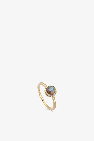 ASTLEY CLARKE Womens Luna 18ct Yellow Gold-Plated Vermeil Sterling-Silver Sapphire and Labradorite Ring