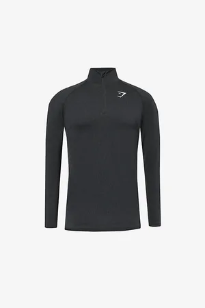 GymShark Mens Vital Seamless Logo-Print Half-Zip Woven Top