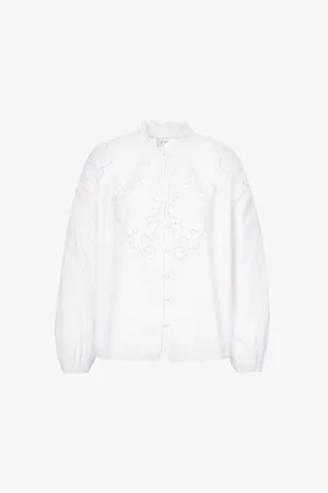 By Malina Womens Margaux Ruffle-Trim Cotton Shirt