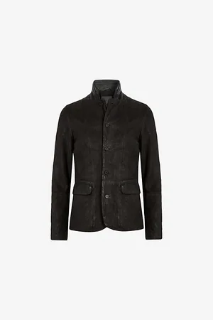 AllSaints Mens Survey Double-Layered Leather Blazer