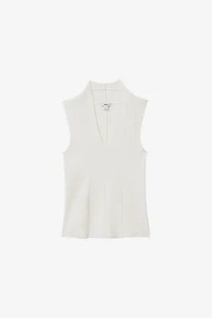 Reiss Womens Kimmy V-Neck Sleeveless Stretch-Knit Vest