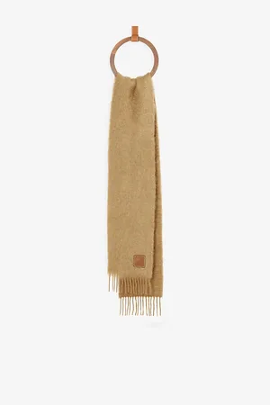 Loewe Womens Anagram Logo Patch Mohair Wool Blend Scarf