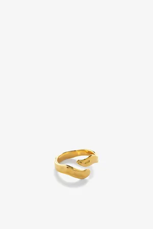 Monica Vinader Womens The Wave 18ct -Plated Vermeil Sterling-Silver Ring