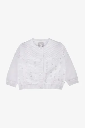 The Little Tailor Button-Detail Pointelle Cotton-Knit Cardigan 3-24 Months