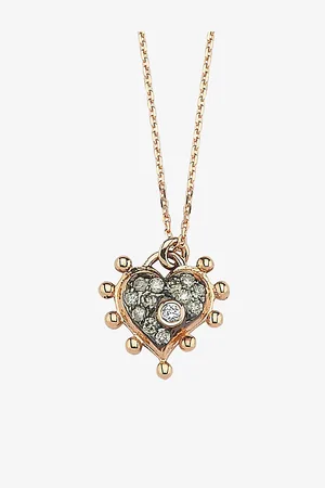 LA Maison Couture Womens Selda Heart 14ct Rose Gold, 0.07ct Brilliant-Cut Diamond and 0.02ct Brilliant-Cut White Diamond Pendant Necklace