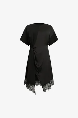 AllSaints Womens Lana Lace-Embroidered Short-Sleeve Organic-Cotton Mini Dress
