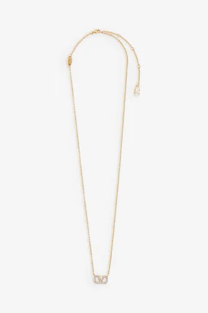 VALENTINO GARAVANI Womens Vlogo Brass and Crystal Pendant Necklace