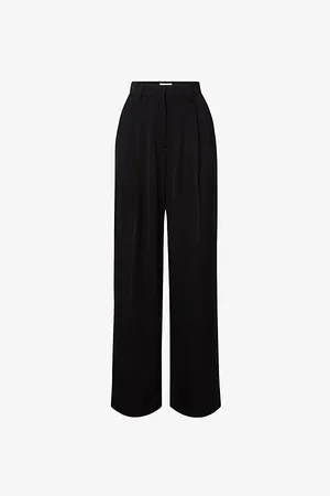 By Malina Womens Carlotta High-Rise Wide-Leg Satin Trousers