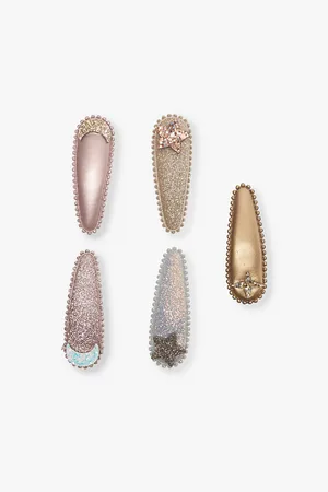 MIMI & LULA Moon & Stars Mabel Pack Of Five Fabric Hair Clips