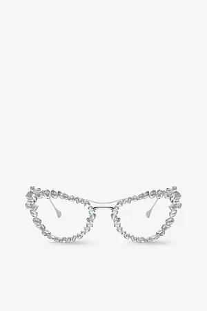Swarovski Womens Sk7011 Cat-Eye Gem-Embellished Metal Optical Glasses