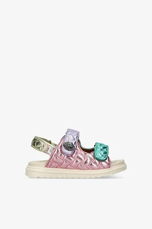 Kurt Geiger Mini Orson Quilted Metallic-Woven Sandals